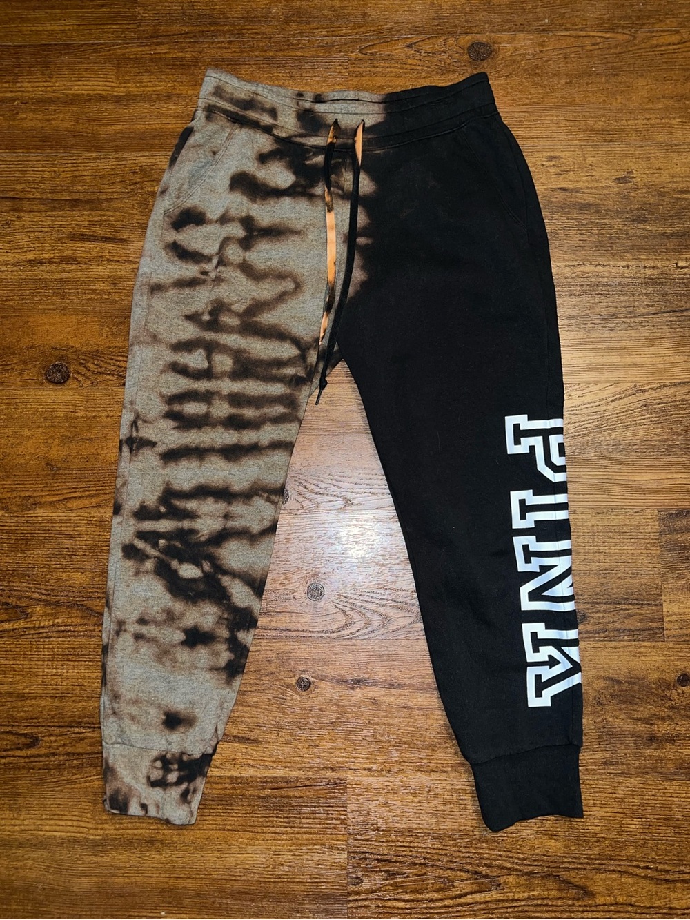 Victoria's Secret PINK Black Split Tie-Dye Y2K Logo Jogger Sweatpants Size M